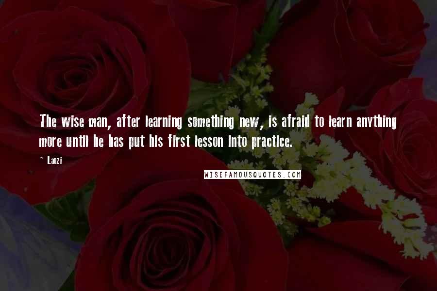 Laozi quotes: The wise man, after learning something new, is afraid to learn anything more until he has put his first lesson into practice.