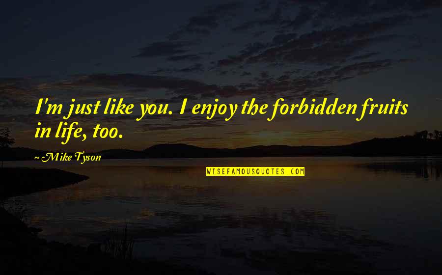 Lapidary Tools Quotes By Mike Tyson: I'm just like you. I enjoy the forbidden