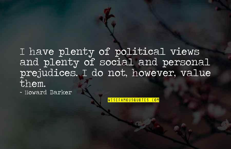 Lapidus Quotes By Howard Barker: I have plenty of political views and plenty