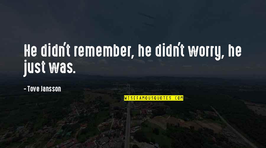 Lapolla Silicone Quotes By Tove Jansson: He didn't remember, he didn't worry, he just Lapolla Silicone Quotes By Tove Jansson: He didn't remember, he didn't worry, he just