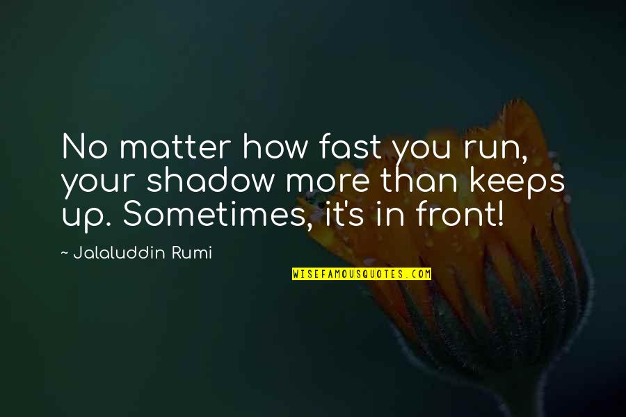 Lappet Moth Quotes By Jalaluddin Rumi: No matter how fast you run, your shadow