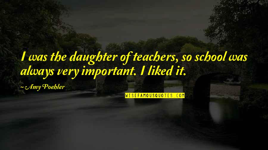 Lappies Karst Quotes By Amy Poehler: I was the daughter of teachers, so school