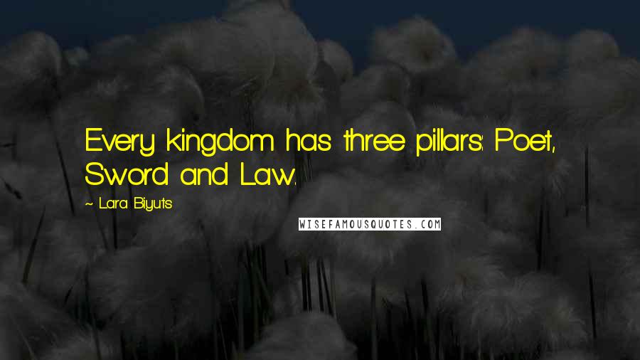 Lara Biyuts quotes: Every kingdom has three pillars: Poet, Sword and Law.
