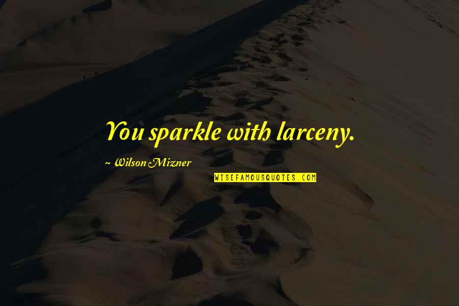 Larceny Quotes By Wilson Mizner: You sparkle with larceny.