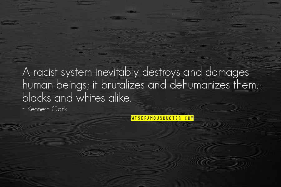 Larcombe Coal Quotes By Kenneth Clark: A racist system inevitably destroys and damages human Larcombe Coal Quotes By Kenneth Clark: A racist system inevitably destroys and damages human