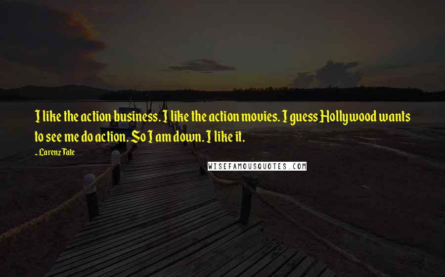 Larenz Tate quotes: I like the action business. I like the action movies. I guess Hollywood wants to see me do action. So I am down. I like it.