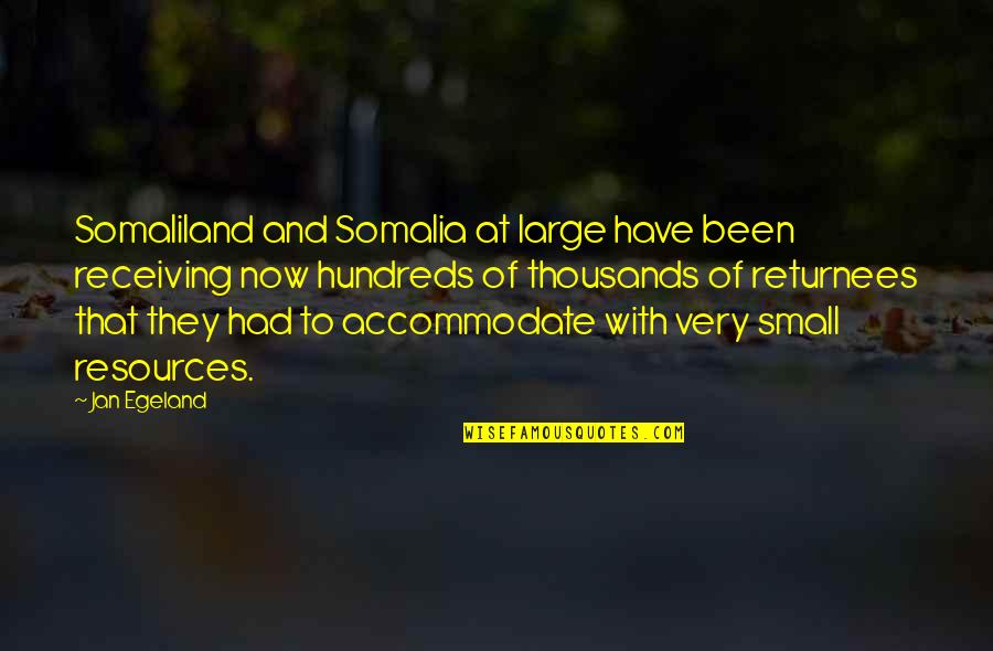 Large And Small Quotes By Jan Egeland: Somaliland and Somalia at large have been receiving