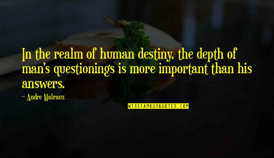 Large Canvas With Inspirational Quotes By Andre Malraux: In the realm of human destiny, the depth