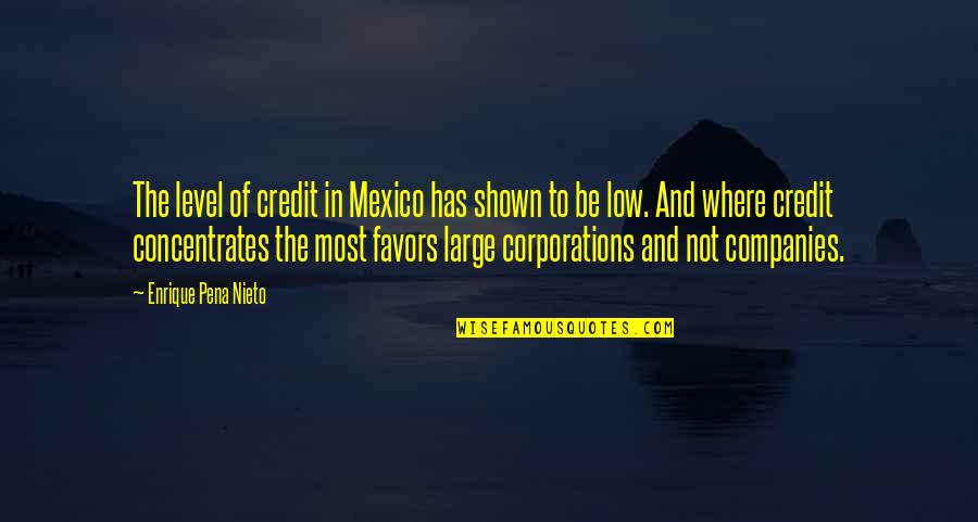 Large Corporations Quotes By Enrique Pena Nieto: The level of credit in Mexico has shown