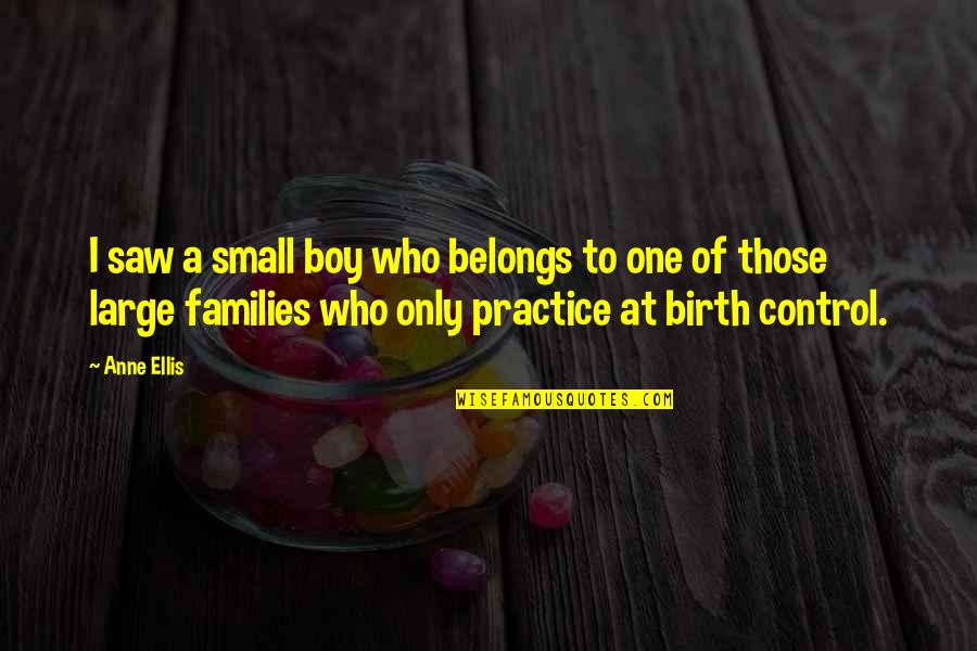 Large Families Quotes By Anne Ellis: I saw a small boy who belongs to