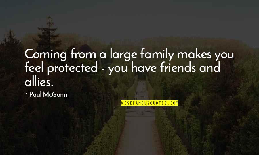 Large Family Quotes By Paul McGann: Coming from a large family makes you feel