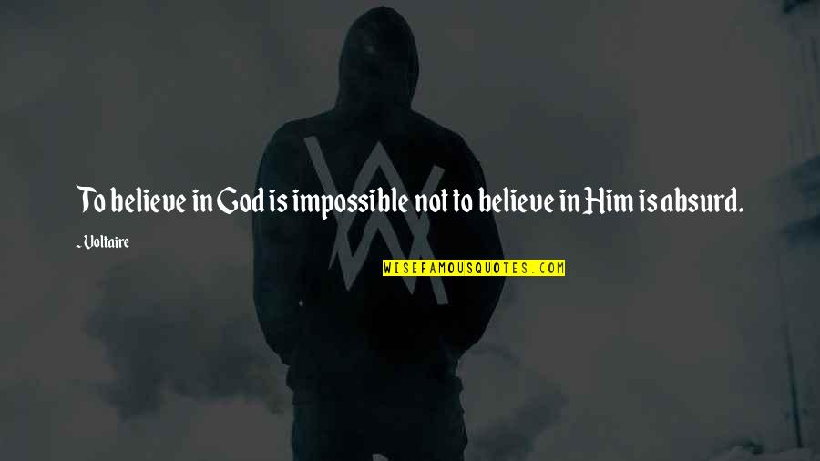 Large Signs With Quotes By Voltaire: To believe in God is impossible not to