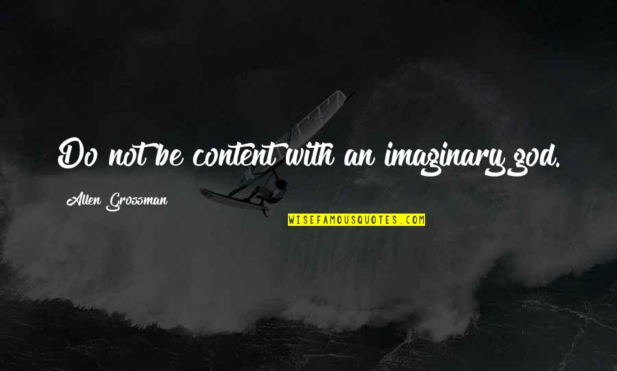 Laroussini Quotes By Allen Grossman: Do not be content with an imaginary god. Laroussini Quotes By Allen Grossman: Do not be content with an imaginary god.