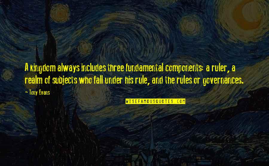 Larratt Bortolato Quotes By Tony Evans: A kingdom always includes three fundamental components: a Larratt Bortolato Quotes By Tony Evans: A kingdom always includes three fundamental components: a