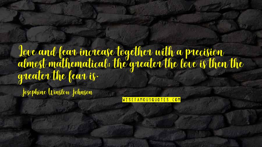 Larrel Boling Quotes By Josephine Winslow Johnson: Love and fear increase together with a precision