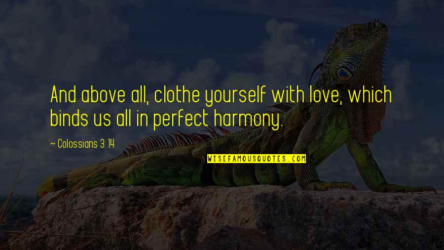 Larry David Marty Funkhouser Quotes By Colossians 3 14: And above all, clothe yourself with love, which
