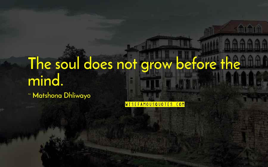 Larry Foote Quotes By Matshona Dhliwayo: The soul does not grow before the mind.
