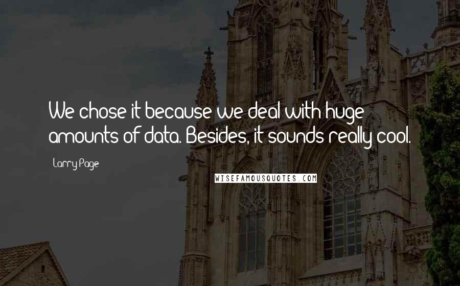 Larry Page quotes: We chose it because we deal with huge amounts of data. Besides, it sounds really cool.