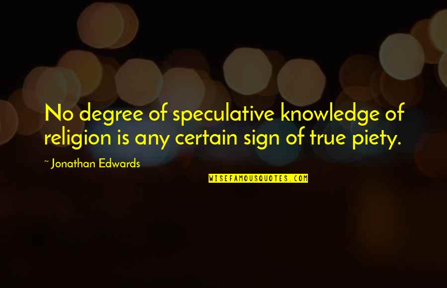 Larry Speakes Quotes By Jonathan Edwards: No degree of speculative knowledge of religion is