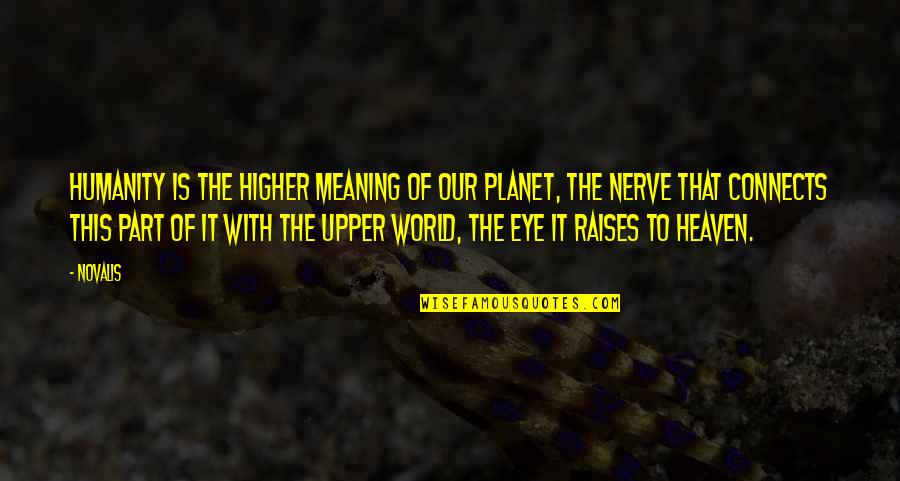 Lasaulx Quotes By Novalis: Humanity is the higher meaning of our planet, Lasaulx Quotes By Novalis: Humanity is the higher meaning of our planet,