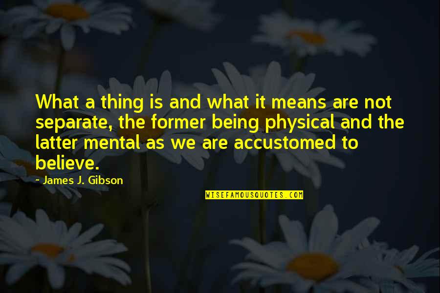 Lasciata Mi Quotes By James J. Gibson: What a thing is and what it means Lasciata Mi Quotes By James J. Gibson: What a thing is and what it means