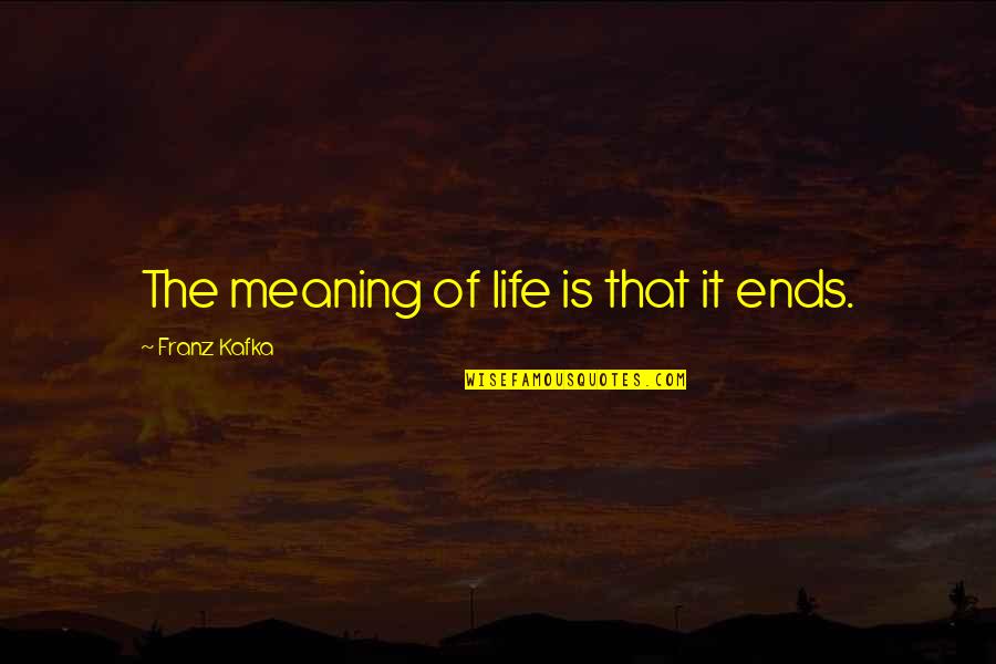 Lascivious Quotes By Franz Kafka: The meaning of life is that it ends. Lascivious Quotes By Franz Kafka: The meaning of life is that it ends.