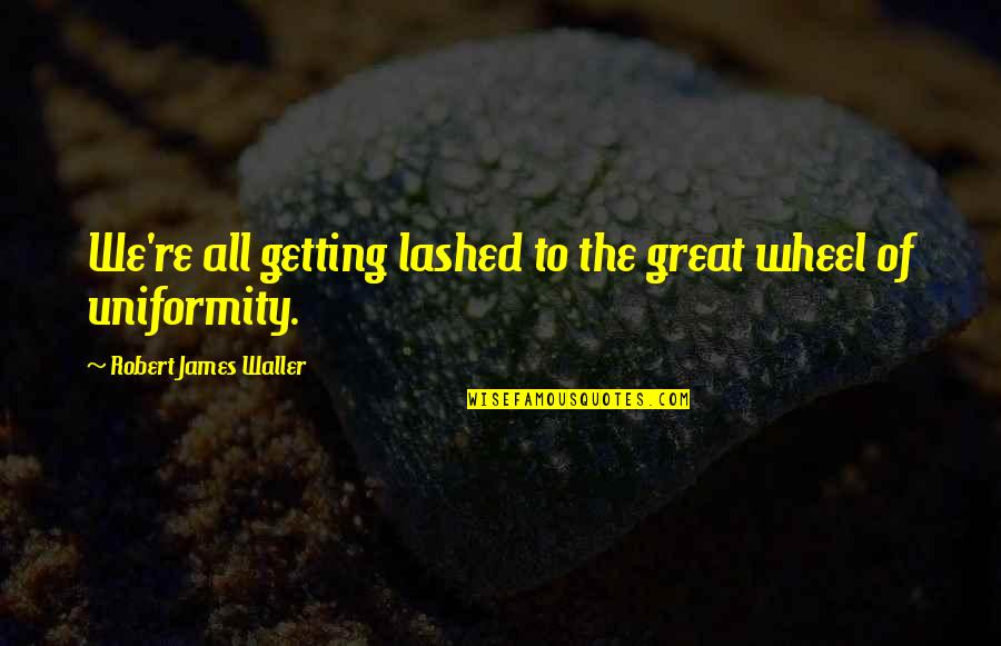 Lashed Quotes By Robert James Waller: We're all getting lashed to the great wheel