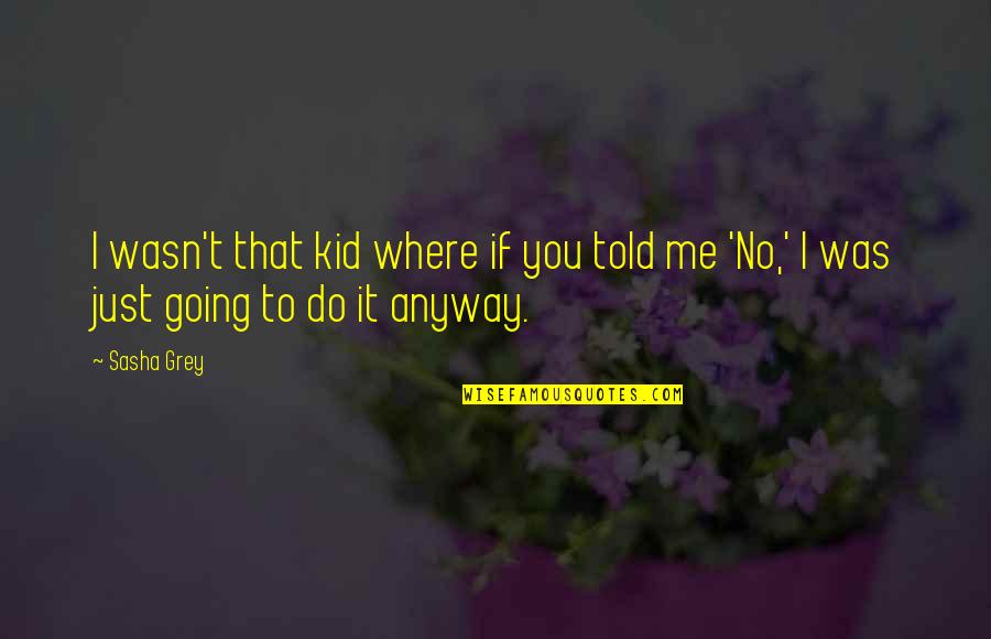 Lasqueti Hotel Quotes By Sasha Grey: I wasn't that kid where if you told