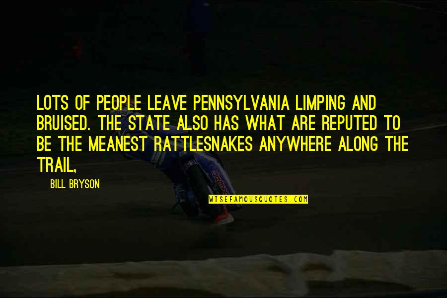 Lasseigne Properties Quotes By Bill Bryson: Lots of people leave Pennsylvania limping and bruised.