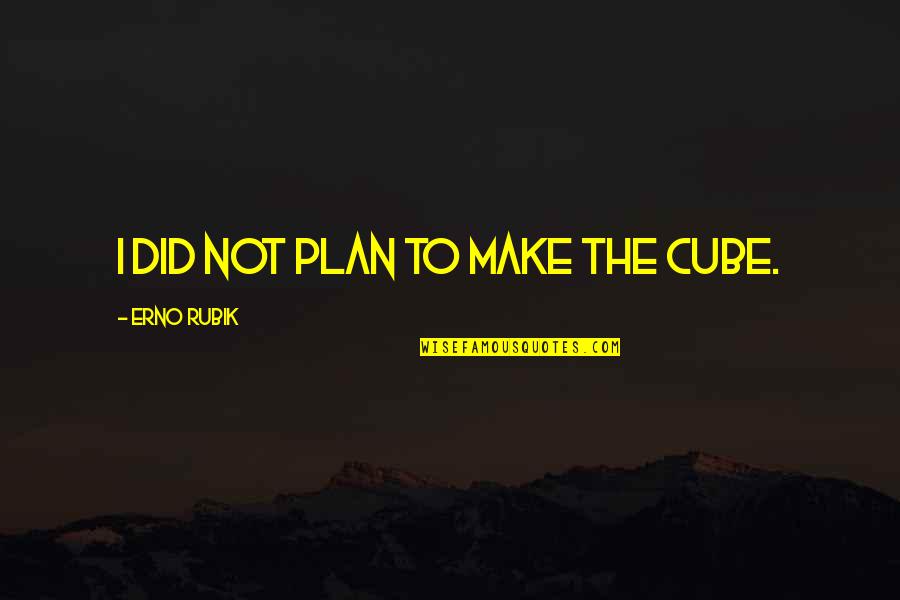 Lassman Eyewear Quotes By Erno Rubik: I did not plan to make the Cube. Lassman Eyewear Quotes By Erno Rubik: I did not plan to make the Cube.