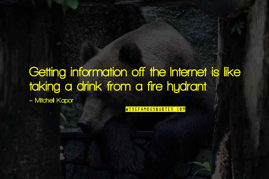 Last Alarm Quotes By Mitchell Kapor: Getting information off the Internet is like taking