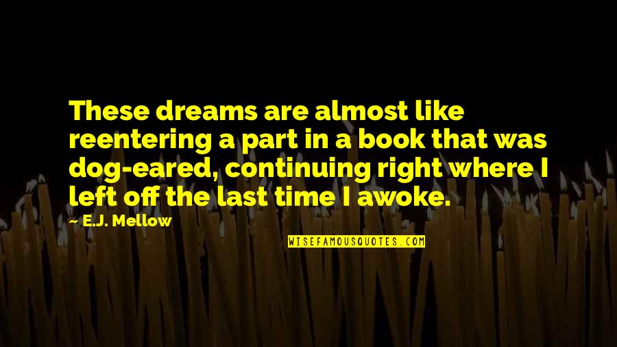 Last Book Quotes By E.J. Mellow: These dreams are almost like reentering a part