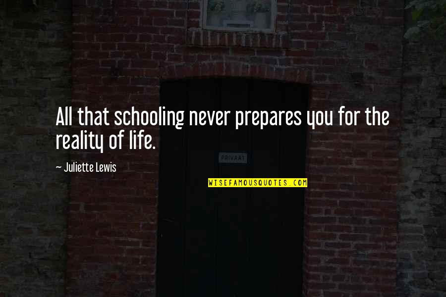 Last Day With Family Quotes By Juliette Lewis: All that schooling never prepares you for the