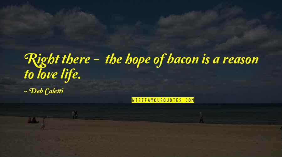 Last Funny Quotes By Deb Caletti: Right there - the hope of bacon is