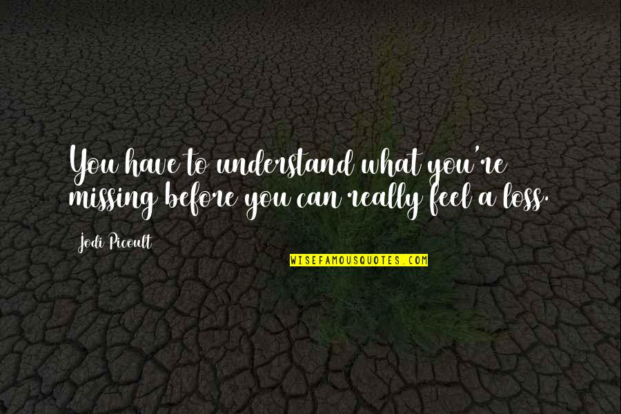 Last Goodbyes Quotes By Jodi Picoult: You have to understand what you're missing before
