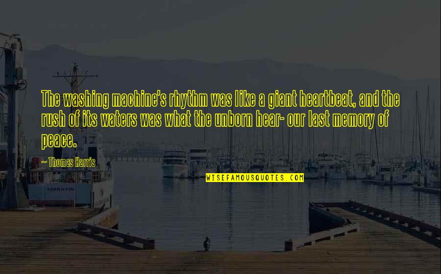 Last Heartbeat Quotes By Thomas Harris: The washing machine's rhythm was like a giant Last Heartbeat Quotes By Thomas Harris: The washing machine's rhythm was like a giant