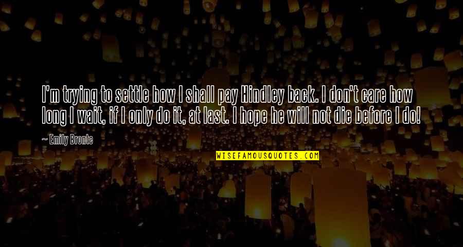 Last Hope Quotes By Emily Bronte: I'm trying to settle how I shall pay