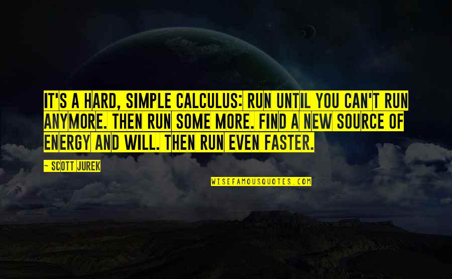 Last Light Of The Sun Quotes By Scott Jurek: It's a hard, simple calculus: Run until you Last Light Of The Sun Quotes By Scott Jurek: It's a hard, simple calculus: Run until you