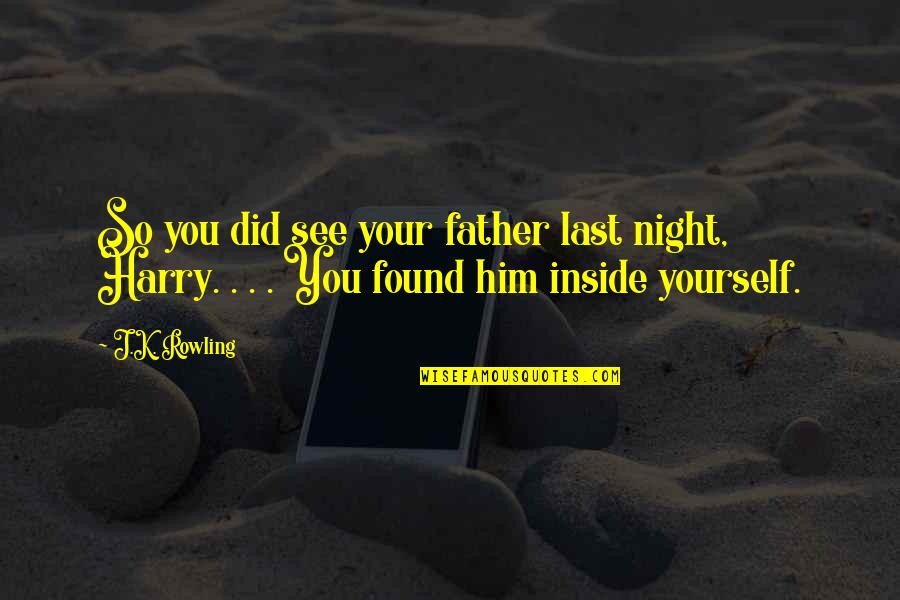 Last Night With Him Quotes By J.K. Rowling: So you did see your father last night,