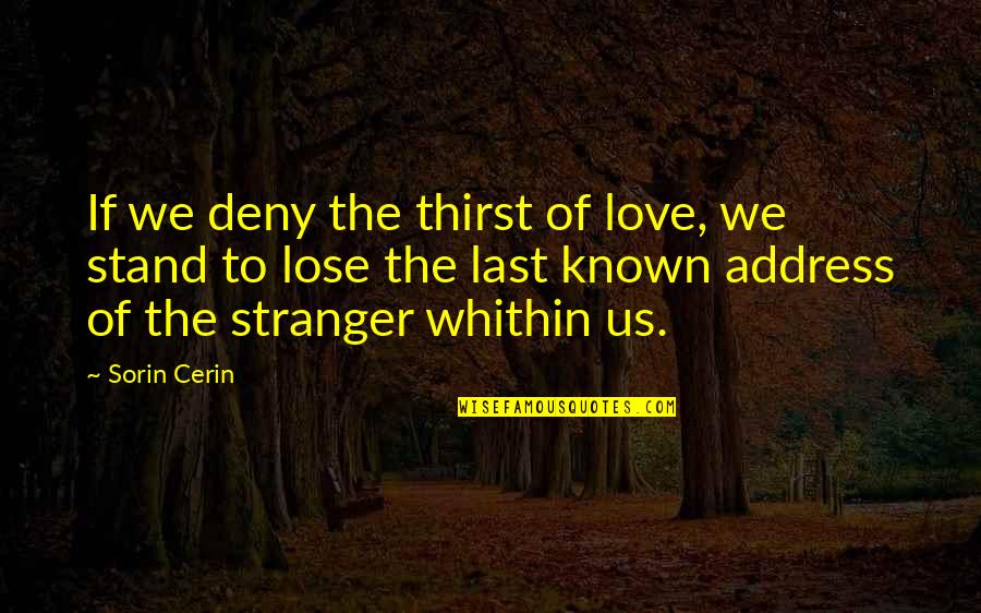 Last Stand Quotes By Sorin Cerin: If we deny the thirst of love, we
