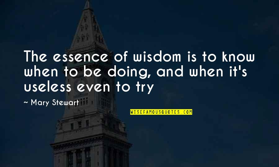 Last To Know Quotes By Mary Stewart: The essence of wisdom is to know when