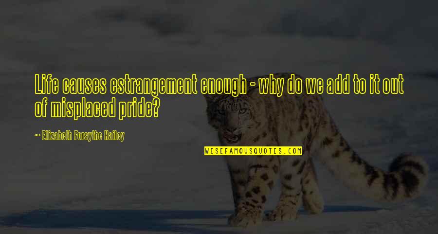 Lastly Quotes By Elizabeth Forsythe Hailey: Life causes estrangement enough - why do we Lastly Quotes By Elizabeth Forsythe Hailey: Life causes estrangement enough - why do we