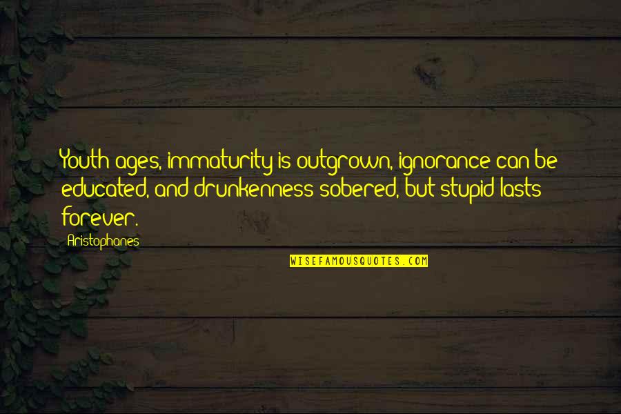 Lasts Forever Quotes By Aristophanes: Youth ages, immaturity is outgrown, ignorance can be Lasts Forever Quotes By Aristophanes: Youth ages, immaturity is outgrown, ignorance can be