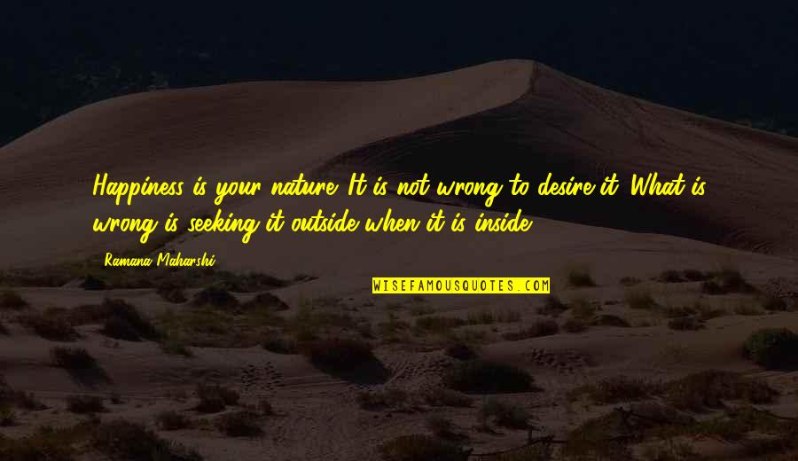 Late Night Talks Quotes By Ramana Maharshi: Happiness is your nature. It is not wrong