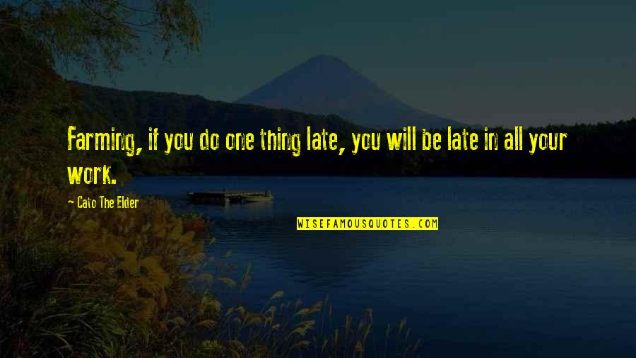 Late To Work Quotes By Cato The Elder: Farming, if you do one thing late, you