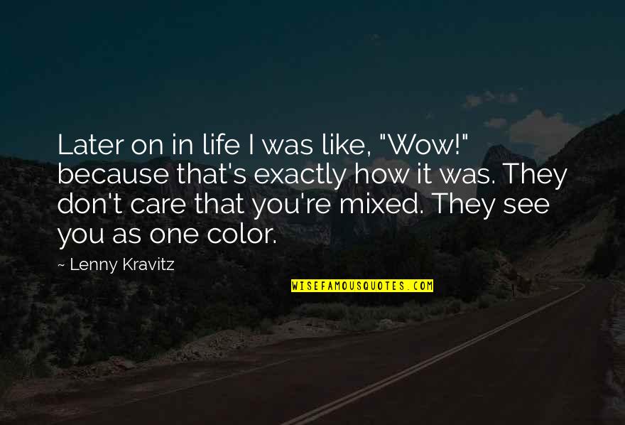 Later Life Quotes By Lenny Kravitz: Later on in life I was like, "Wow!"