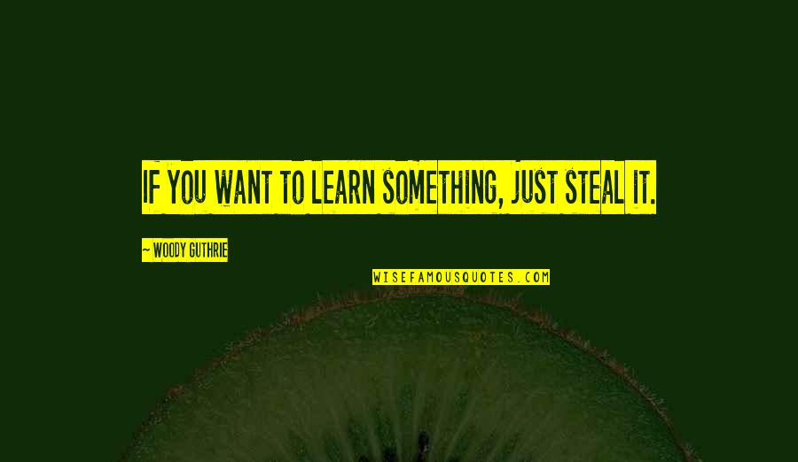 Latest Funny Brainy Quotes By Woody Guthrie: If you want to learn something, just steal