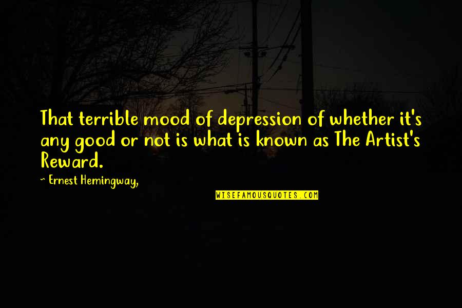 Latex Corner Quotes By Ernest Hemingway,: That terrible mood of depression of whether it's