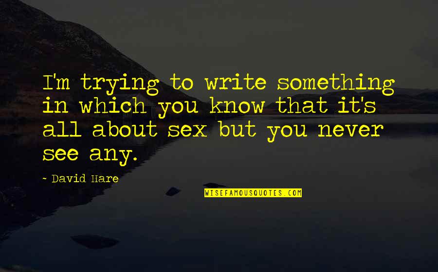 Lathery Fort Quotes By David Hare: I'm trying to write something in which you