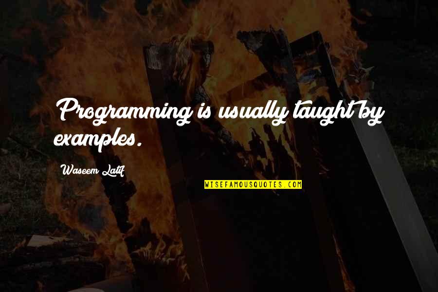 Latif Quotes By Waseem Latif: Programming is usually taught by examples.